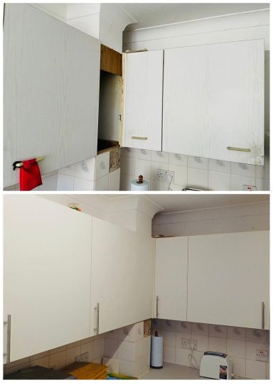 Small kitchen renovation – Wall units
New wall units fitted as part of a small kitchen renovation.