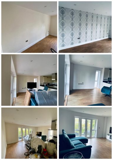 Living re-decoration - East Grinstead
Before‑and‑after of a living room repaint in East Grinstead with a brighter, modern look.